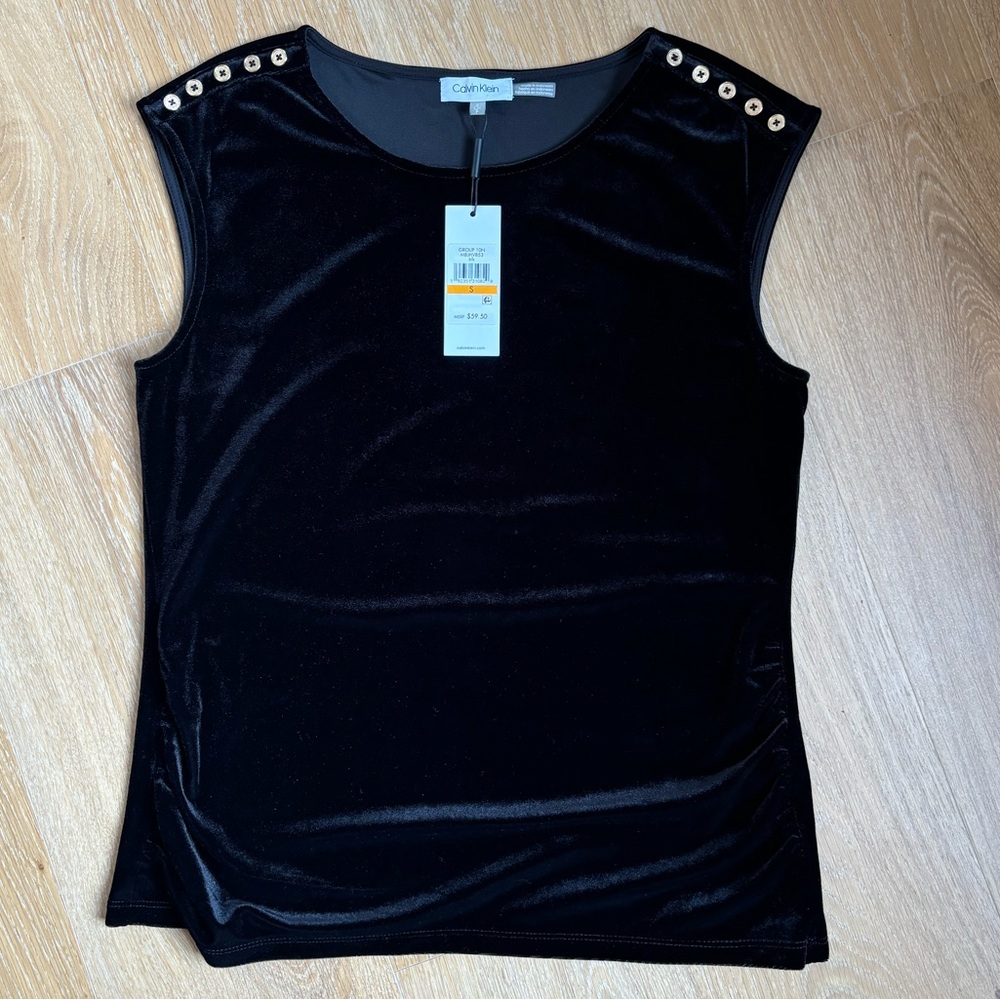 Calvin Klein Black Tank Top with Button Accents